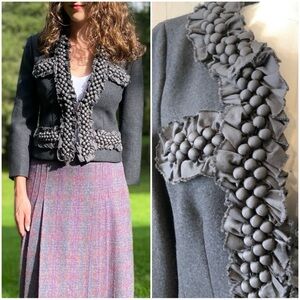 J. Crew Vintage Charcoal Berry-Trim Astrid Jacket Blazer Wool Sz 10